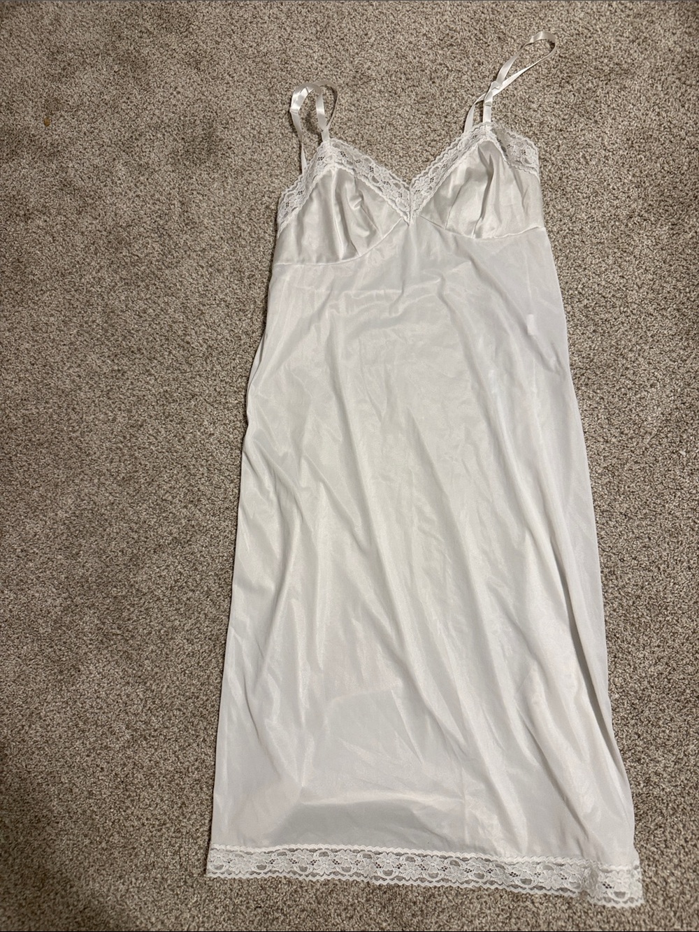 Women's White Lace Trim Slip Dress